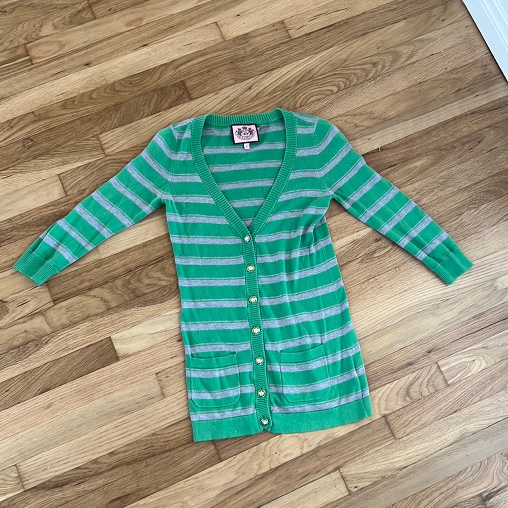 Juicy Couture Y2K Green & Grey Cardigan size Small